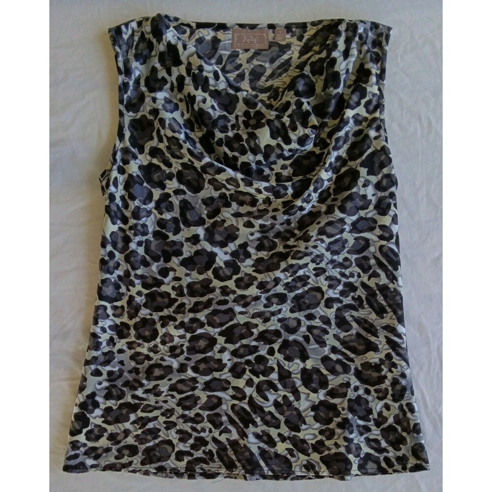 Kelly Clinton Kelly Sheer Top Animal print Geometric Black Ivory Womens Size Sm
